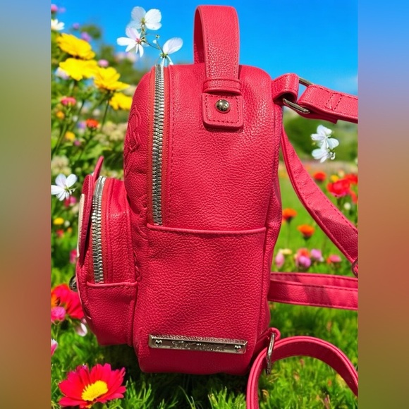 Betsey Johnson Hot Pink Mini Dog Floral Interior Backpack approx 9”x 6.5”x 3.5” - Picture 7 of 15